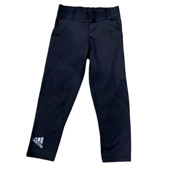 Adidas Youth XS Tech Fit Black Compression Tights Athletic Leggings - Picture 1 of 11